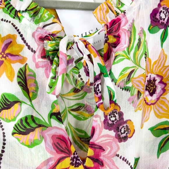 NWT Misa Los Angeles Ranjana Floral Cinch Waist Midi Dress - Picture 7 of 12